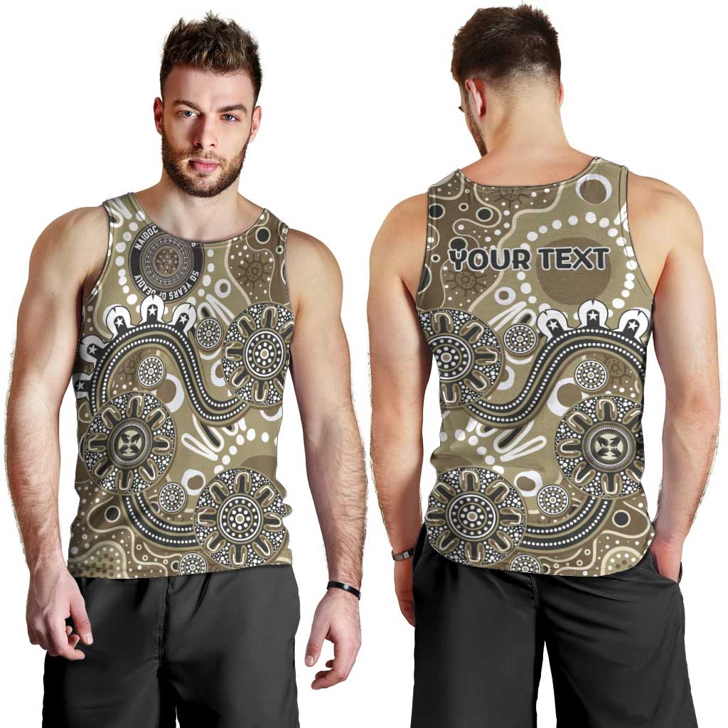 Personalised NAIDOC Week 50 Years Deadly Always Men Tank Top Brown Aboriginal Artwork Dot Painting