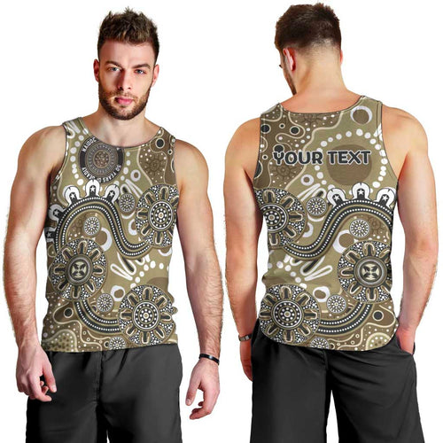 Personalised NAIDOC Week 50 Years Deadly Always Men Tank Top Brown Aboriginal Artwork Dot Painting