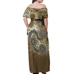 Personalised NAIDOC Week 50 Years Deadly Always Off Shoulder Maxi Dress Brown Aboriginal Artwork Dot Painting