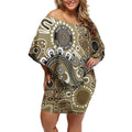 Personalised NAIDOC Week 50 Years Deadly Always Off Shoulder Short Dress Brown Aboriginal Artwork Dot Painting