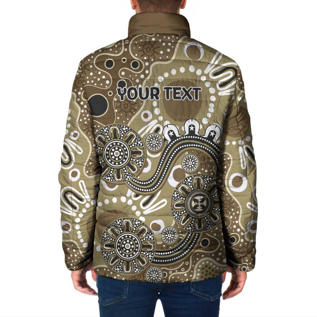 Personalised NAIDOC Week 50 Years Deadly Always Padded Jacket Brown Aboriginal Artwork Dot Painting