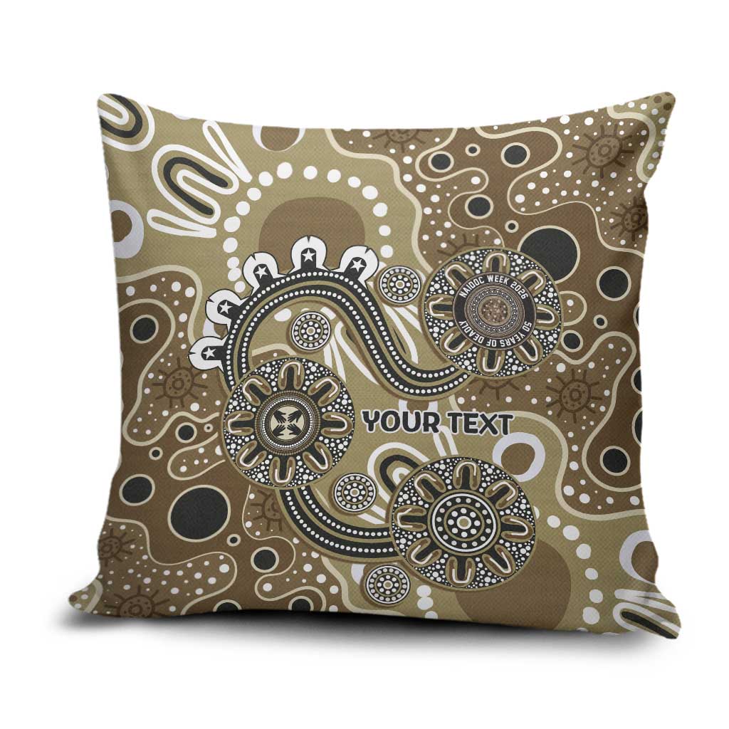 Personalised NAIDOC Week 50 Years Deadly Always Pillow Cover Brown Aboriginal Artwork Dot Painting