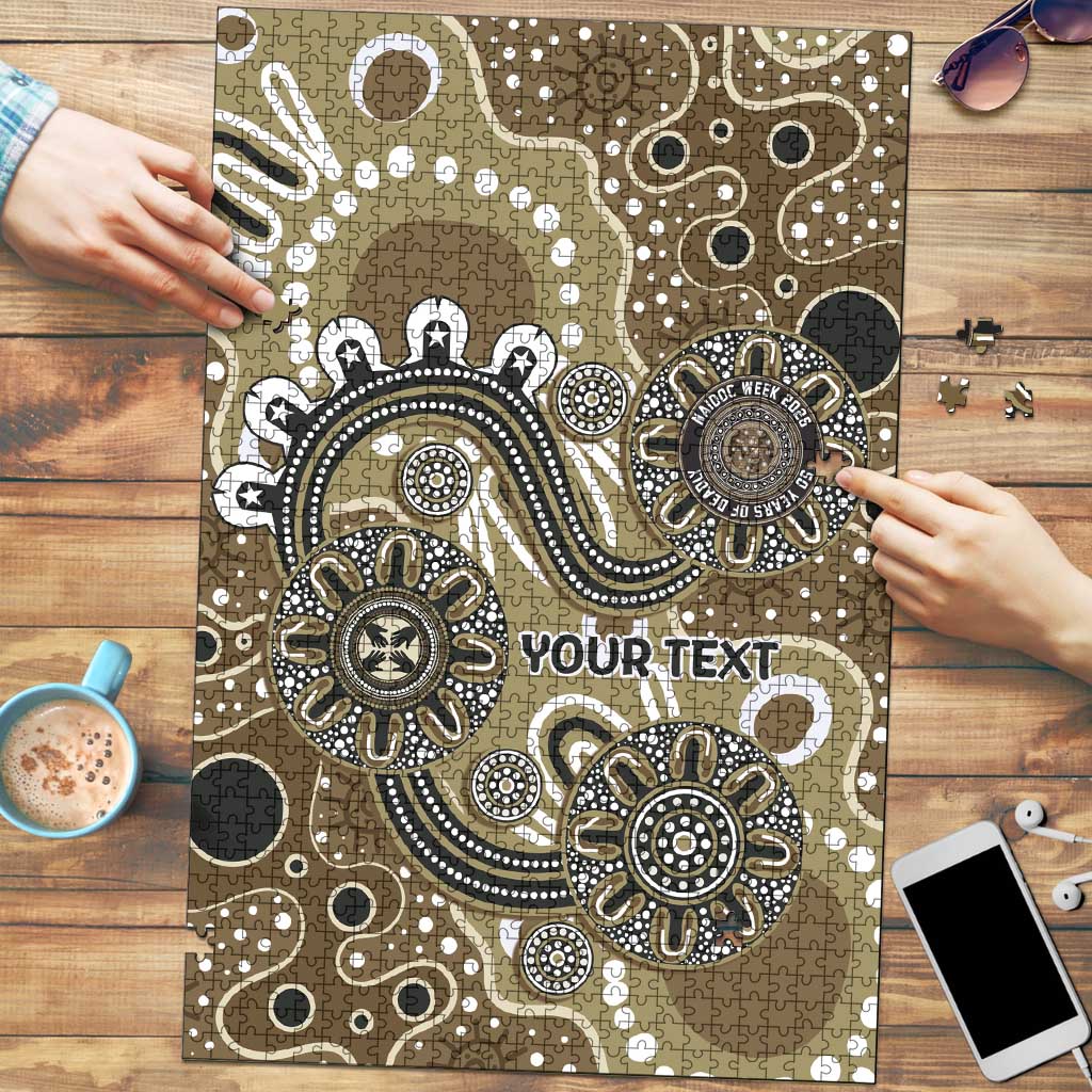 Personalised NAIDOC Week 50 Years Deadly Always Puzzle Brown Aboriginal Artwork Dot Painting