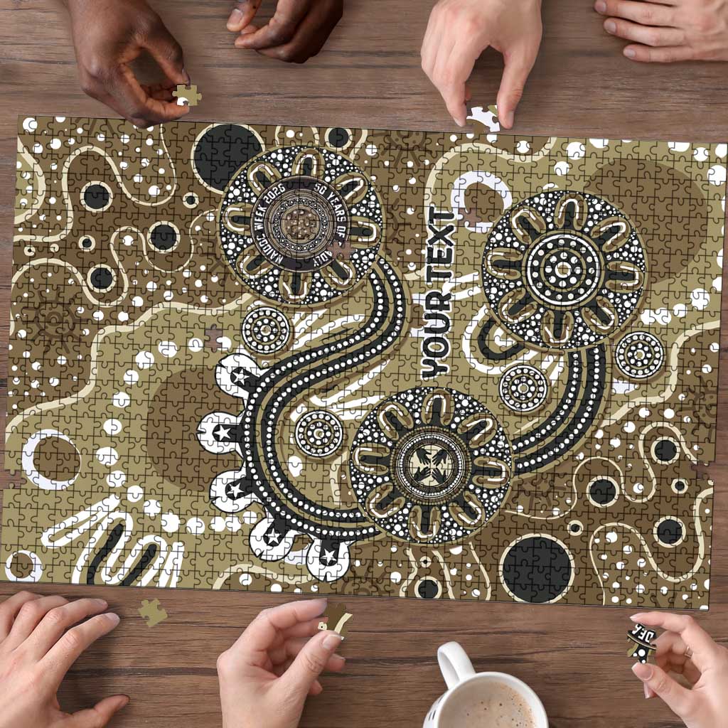 Personalised NAIDOC Week 50 Years Deadly Always Puzzle Brown Aboriginal Artwork Dot Painting