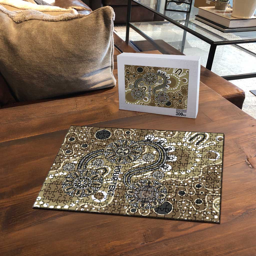Personalised NAIDOC Week 50 Years Deadly Always Puzzle Brown Aboriginal Artwork Dot Painting