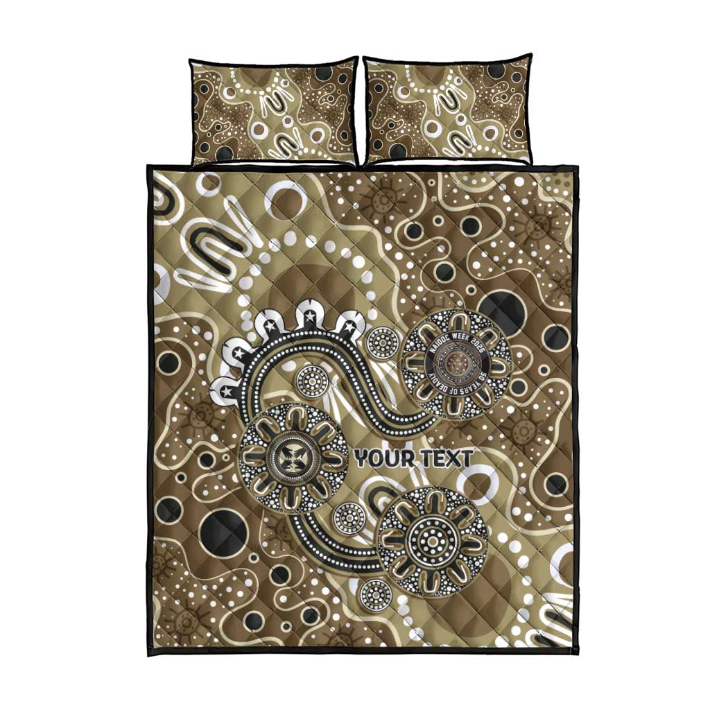 Personalised NAIDOC Week 50 Years Deadly Always Quilt Bed Set Brown Aboriginal Artwork Dot Painting