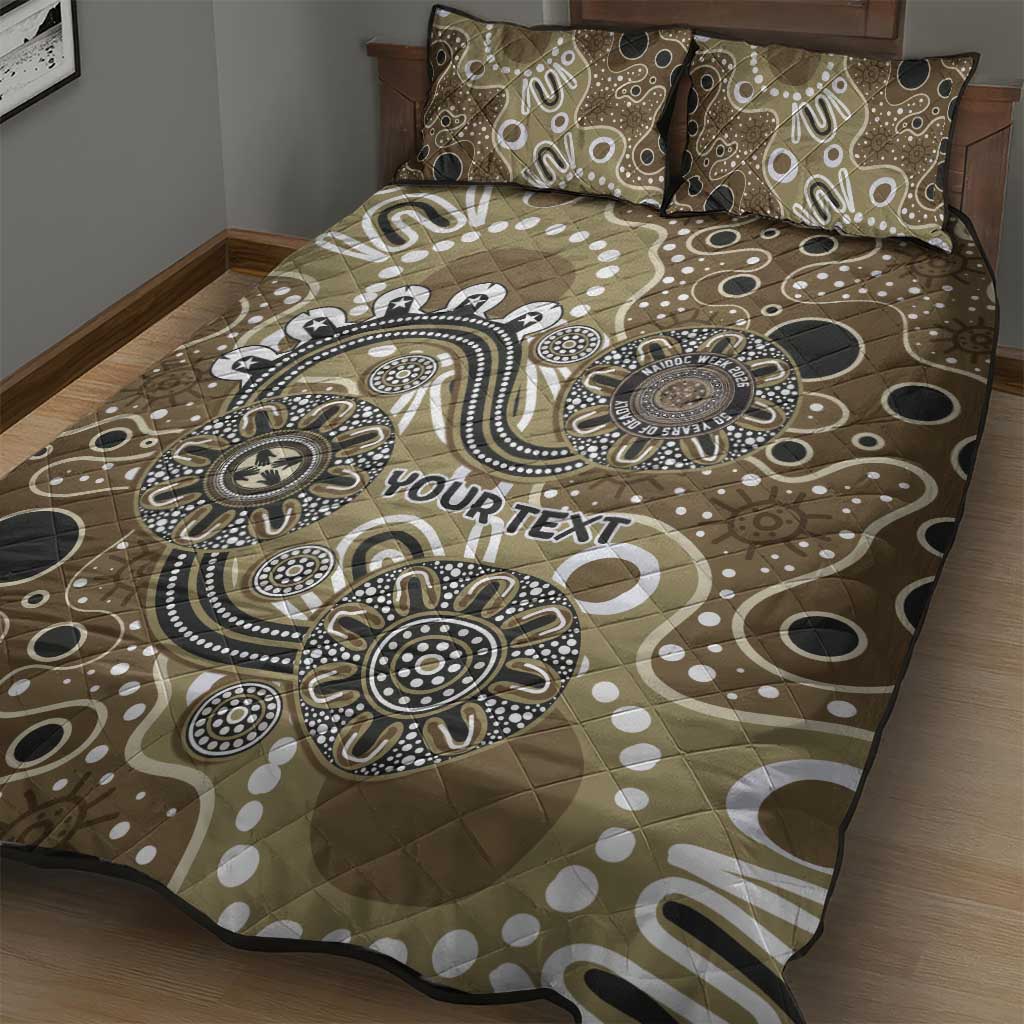 Personalised NAIDOC Week 50 Years Deadly Always Quilt Bed Set Brown Aboriginal Artwork Dot Painting