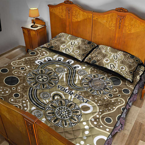 Personalised NAIDOC Week 50 Years Deadly Always Quilt Bed Set Brown Aboriginal Artwork Dot Painting