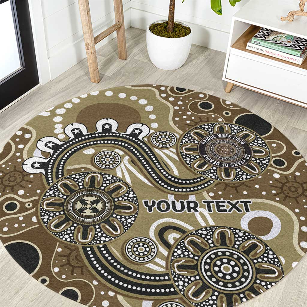 Personalised NAIDOC Week 50 Years Deadly Always Round Carpet Brown Aboriginal Artwork Dot Painting