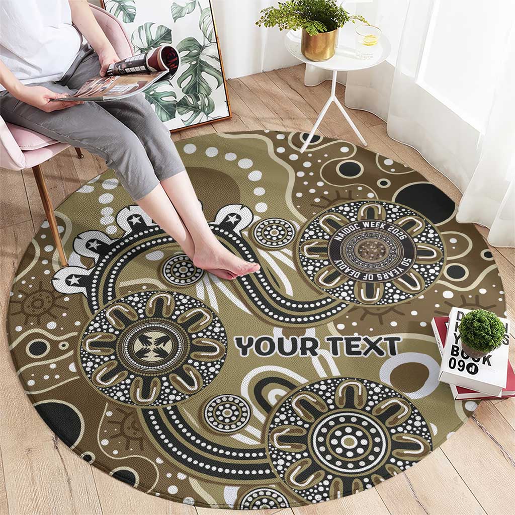Personalised NAIDOC Week 50 Years Deadly Always Round Carpet Brown Aboriginal Artwork Dot Painting