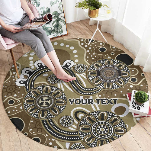 Personalised NAIDOC Week 50 Years Deadly Always Round Carpet Brown Aboriginal Artwork Dot Painting