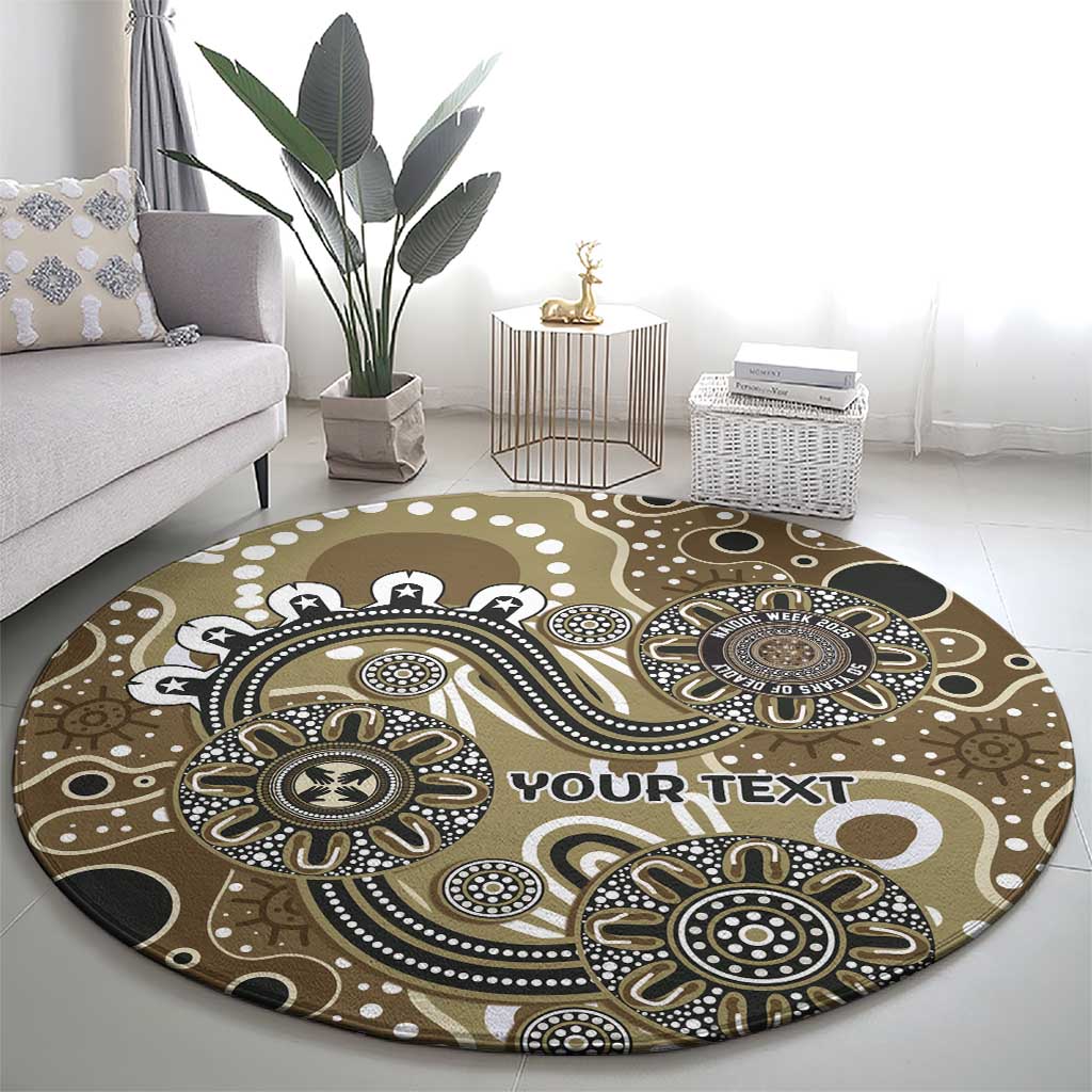 Personalised NAIDOC Week 50 Years Deadly Always Round Carpet Brown Aboriginal Artwork Dot Painting