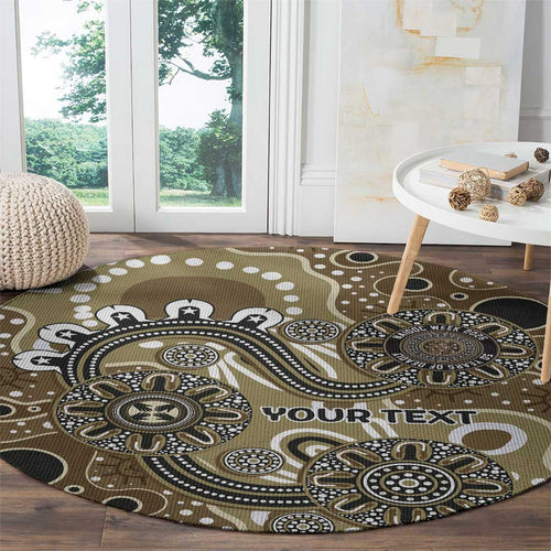 Personalised NAIDOC Week 50 Years Deadly Always Round Carpet Brown Aboriginal Artwork Dot Painting