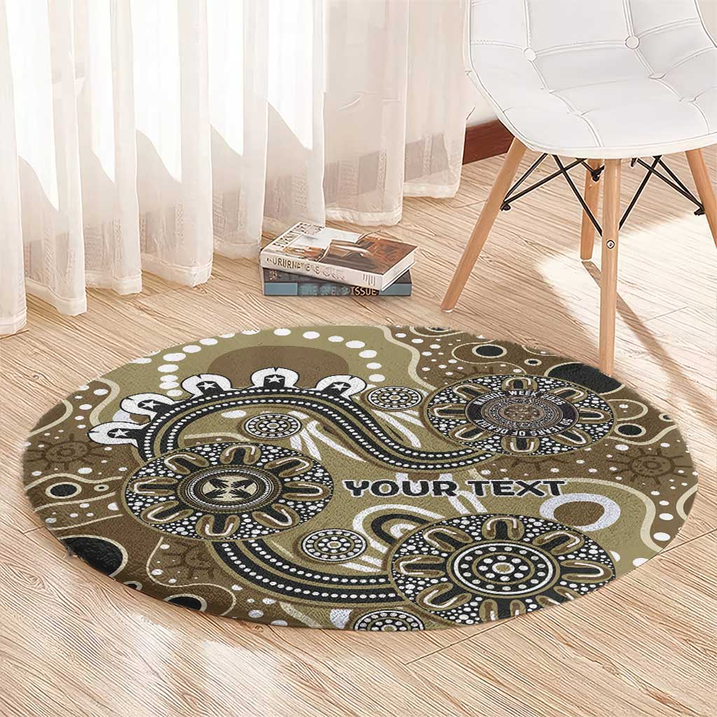 Personalised NAIDOC Week 50 Years Deadly Always Round Carpet Brown Aboriginal Artwork Dot Painting