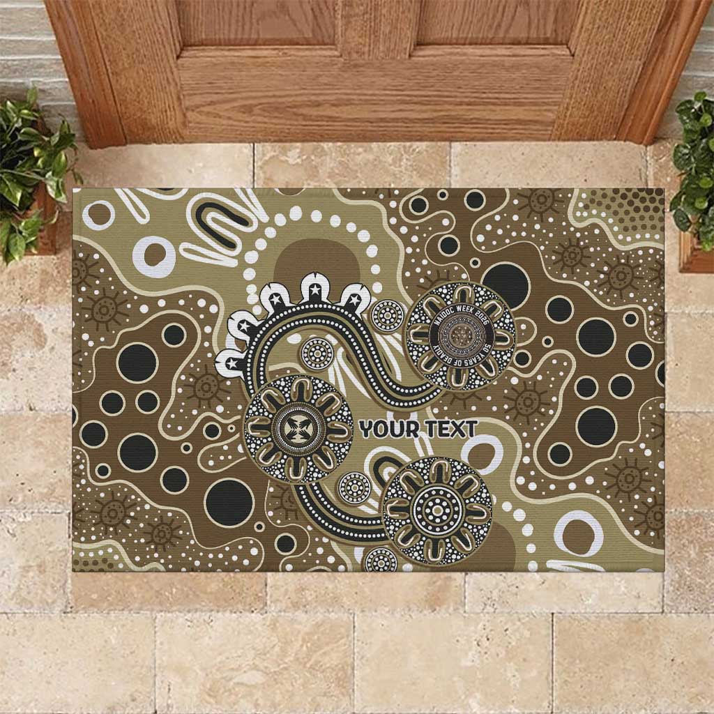 Personalised NAIDOC Week 50 Years Deadly Always Rubber Doormat Brown Aboriginal Artwork Dot Painting