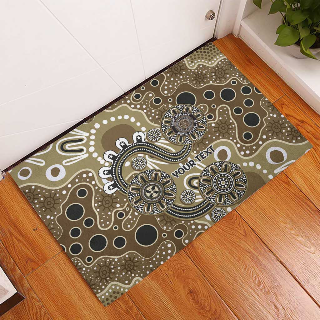 Personalised NAIDOC Week 50 Years Deadly Always Rubber Doormat Brown Aboriginal Artwork Dot Painting