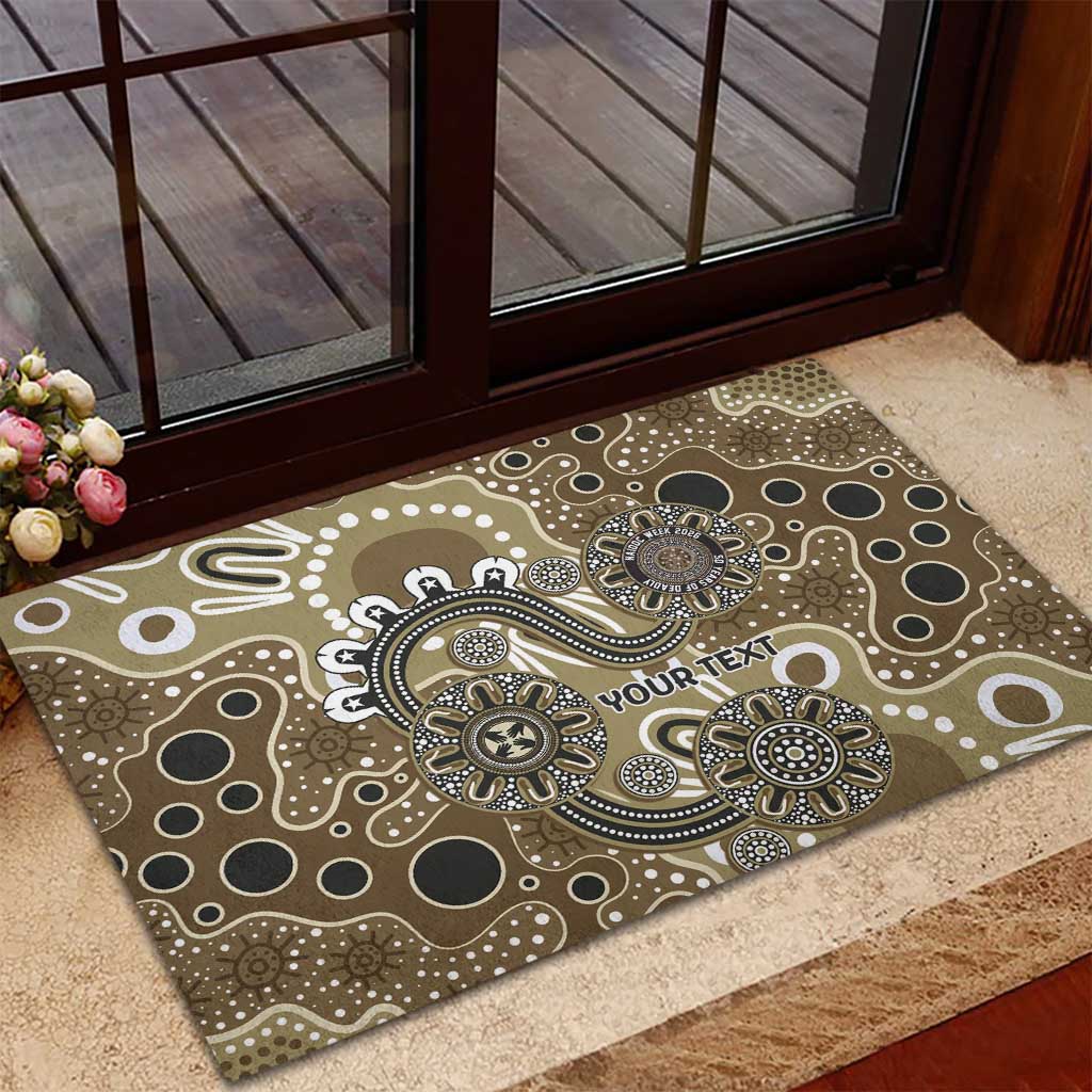 Personalised NAIDOC Week 50 Years Deadly Always Rubber Doormat Brown Aboriginal Artwork Dot Painting