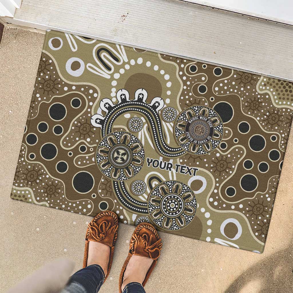 Personalised NAIDOC Week 50 Years Deadly Always Rubber Doormat Brown Aboriginal Artwork Dot Painting
