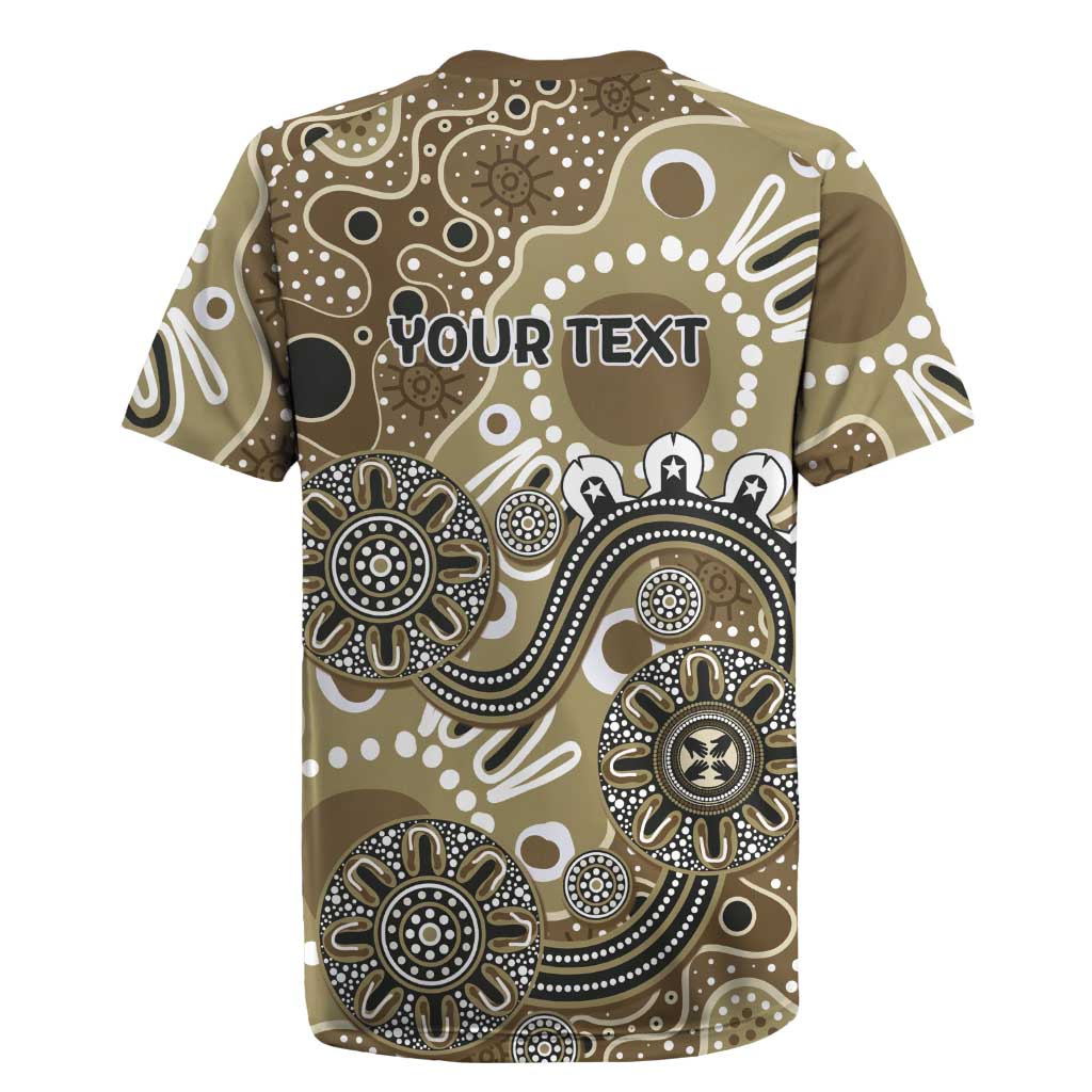 Personalised NAIDOC Week 50 Years Deadly Always Rugby Jersey Brown Aboriginal Artwork Dot Painting