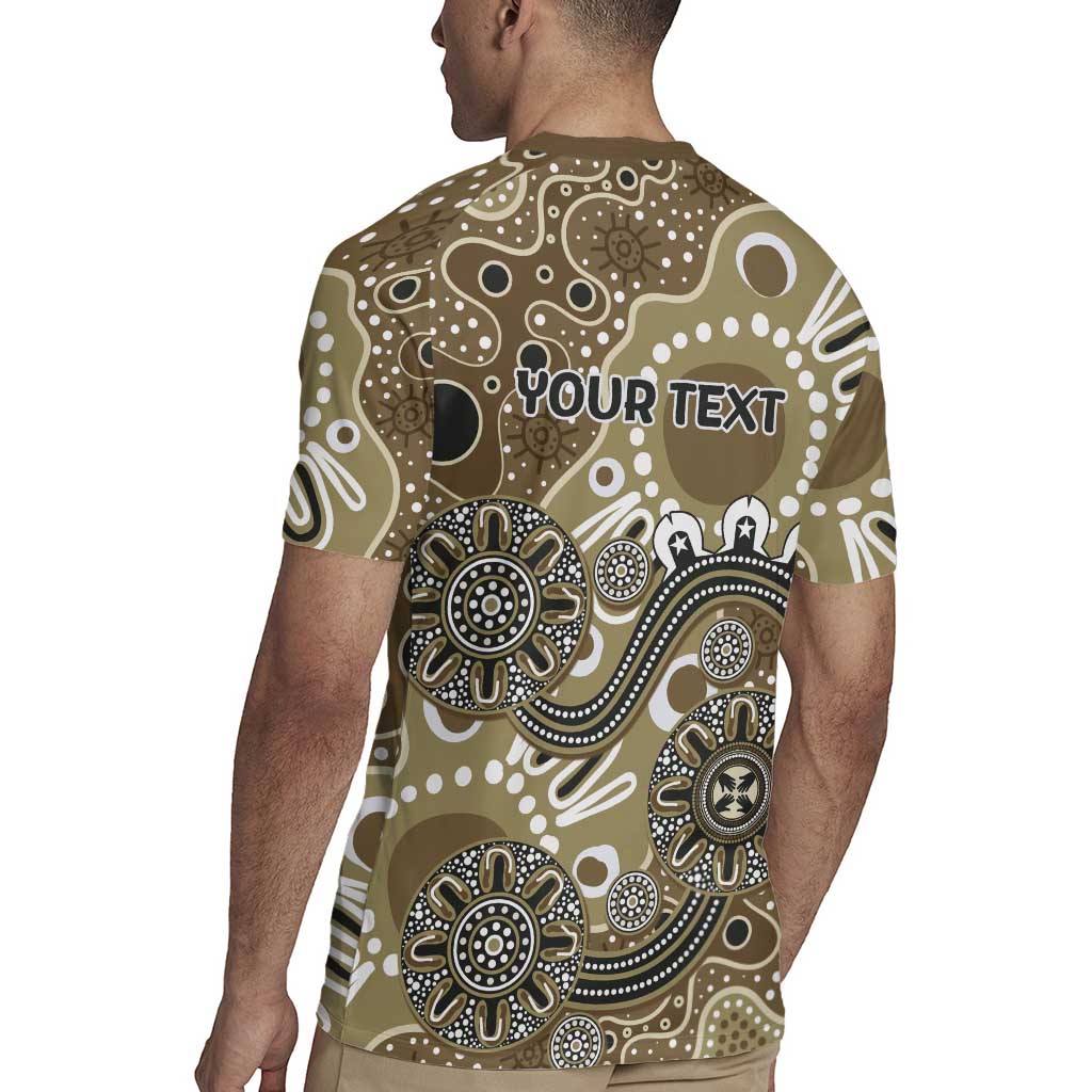 Personalised NAIDOC Week 50 Years Deadly Always Rugby Jersey Brown Aboriginal Artwork Dot Painting