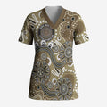 Personalised NAIDOC Week 50 Years Deadly Always Scrub Top Brown Aboriginal Artwork Dot Painting