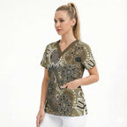 Personalised NAIDOC Week 50 Years Deadly Always Scrub Top Brown Aboriginal Artwork Dot Painting