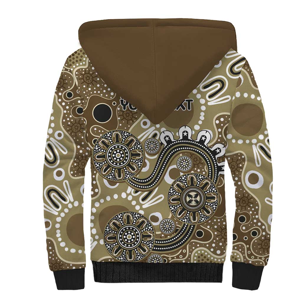 Personalised NAIDOC Week 50 Years Deadly Always Sherpa Hoodie Brown Aboriginal Artwork Dot Painting