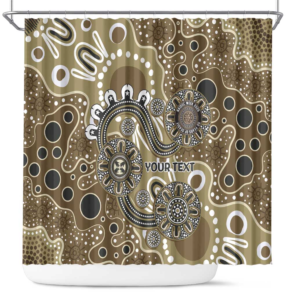 Personalised NAIDOC Week 50 Years Deadly Always Shower Curtain Brown Aboriginal Artwork Dot Painting