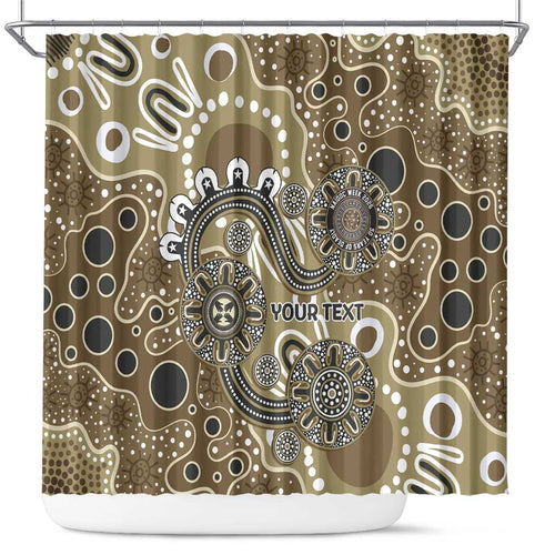 Personalised NAIDOC Week 50 Years Deadly Always Shower Curtain Brown Aboriginal Artwork Dot Painting