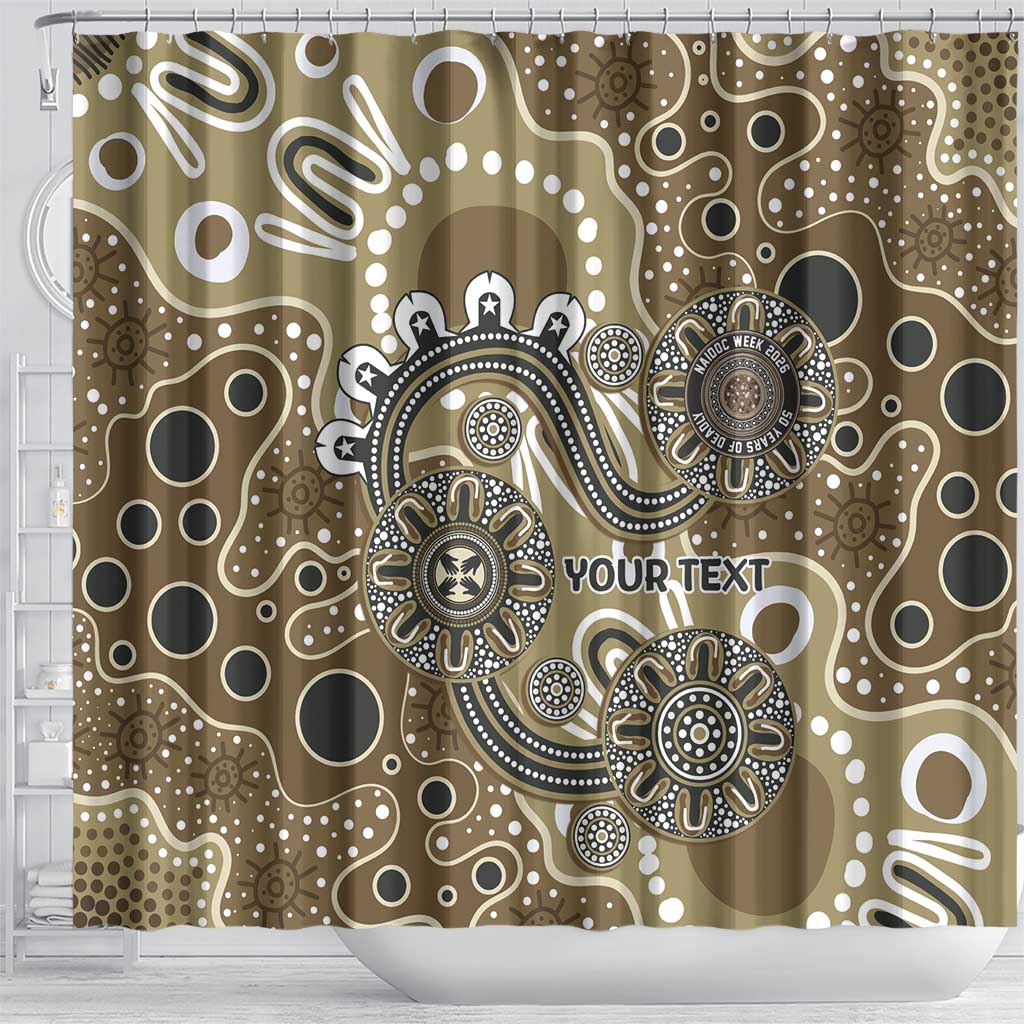 Personalised NAIDOC Week 50 Years Deadly Always Shower Curtain Brown Aboriginal Artwork Dot Painting