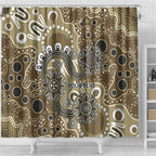 Personalised NAIDOC Week 50 Years Deadly Always Shower Curtain Brown Aboriginal Artwork Dot Painting