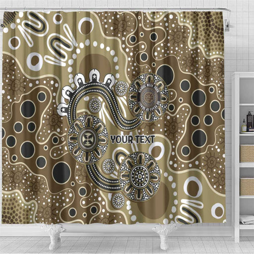 Personalised NAIDOC Week 50 Years Deadly Always Shower Curtain Brown Aboriginal Artwork Dot Painting