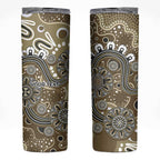 Personalised NAIDOC Week 50 Years Deadly Always Skinny Tumbler Brown Aboriginal Artwork Dot Painting