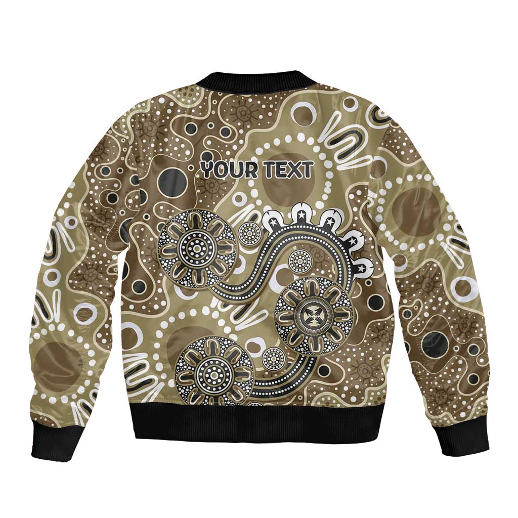 Personalised NAIDOC Week 50 Years Deadly Always Sleeve Zip Bomber Jacket Brown Aboriginal Artwork Dot Painting