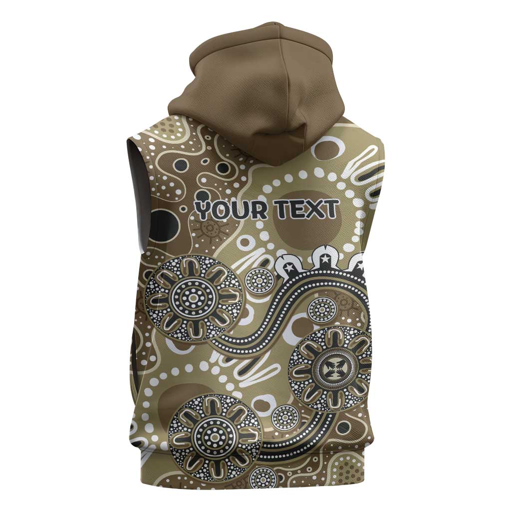 Personalised NAIDOC Week 50 Years Deadly Always Sleeveless Hoodie Brown Aboriginal Artwork Dot Painting