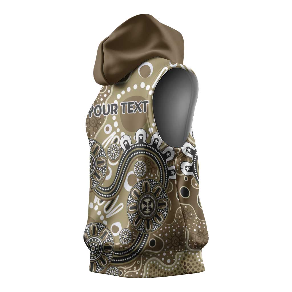 Personalised NAIDOC Week 50 Years Deadly Always Sleeveless Hoodie Brown Aboriginal Artwork Dot Painting