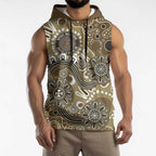 Personalised NAIDOC Week 50 Years Deadly Always Sleeveless Hoodie Brown Aboriginal Artwork Dot Painting