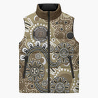 Personalised NAIDOC Week 50 Years Deadly Always Sleeveless Puffer Jacket Brown Aboriginal Artwork Dot Painting