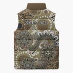 Personalised NAIDOC Week 50 Years Deadly Always Sleeveless Puffer Jacket Brown Aboriginal Artwork Dot Painting