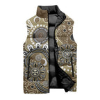 Personalised NAIDOC Week 50 Years Deadly Always Sleeveless Puffer Jacket Brown Aboriginal Artwork Dot Painting