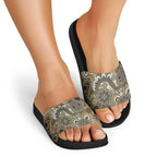 Personalised NAIDOC Week 50 Years Deadly Always Slide Sandals Brown Aboriginal Artwork Dot Painting