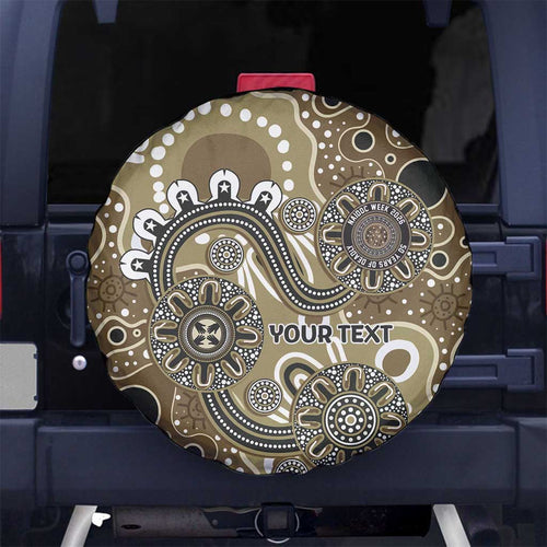 Personalised NAIDOC Week 50 Years Deadly Always Spare Tire Cover Brown Aboriginal Artwork Dot Painting