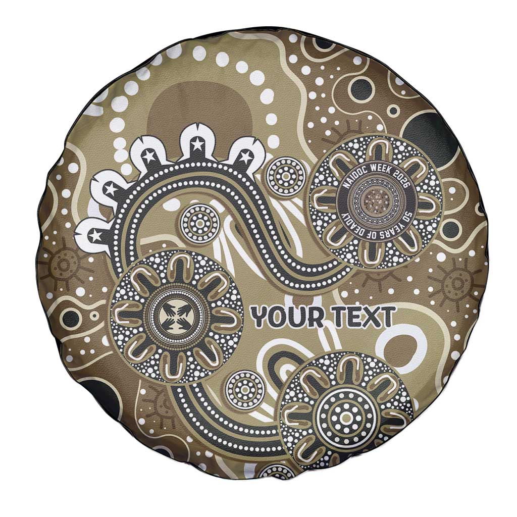 Personalised NAIDOC Week 50 Years Deadly Always Spare Tire Cover Brown Aboriginal Artwork Dot Painting