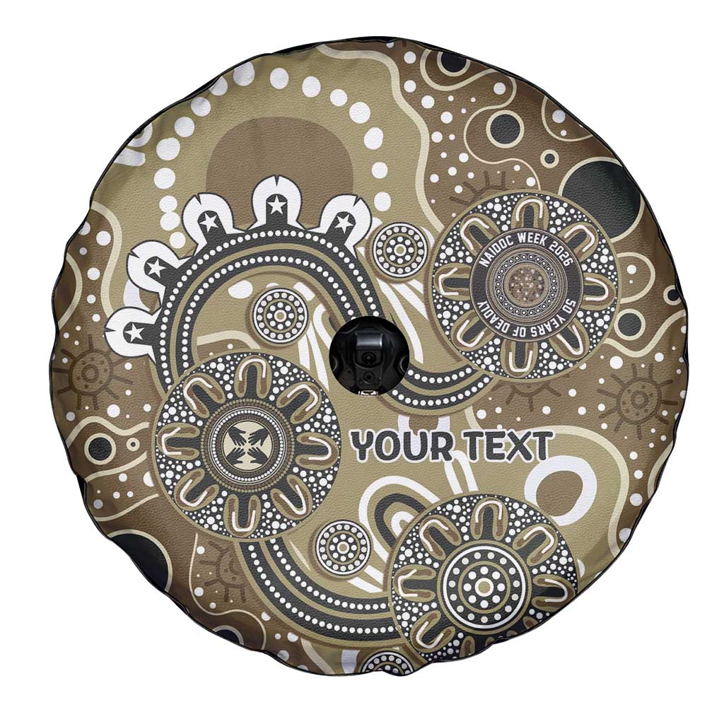 Personalised NAIDOC Week 50 Years Deadly Always Spare Tire Cover Brown Aboriginal Artwork Dot Painting