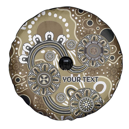 Personalised NAIDOC Week 50 Years Deadly Always Spare Tire Cover Brown Aboriginal Artwork Dot Painting