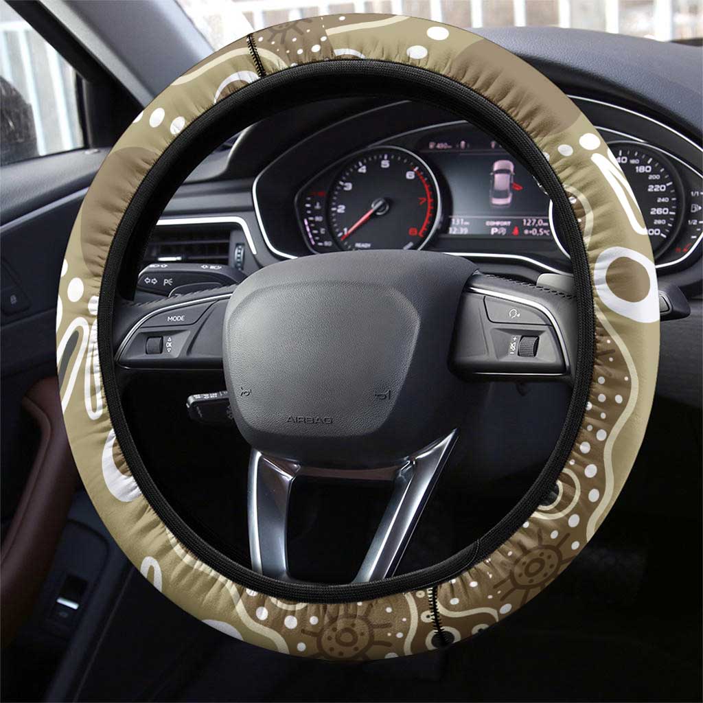 NAIDOC Week 50 Years Deadly Always Steering Wheel Cover Brown Aboriginal Artwork Dot Painting