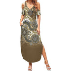 Personalised NAIDOC Week 50 Years Deadly Always Summer Maxi Dress Brown Aboriginal Artwork Dot Painting