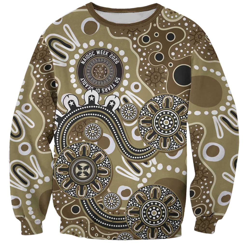 Personalised NAIDOC Week 50 Years Deadly Always Sweatshirt Brown Aboriginal Artwork Dot Painting