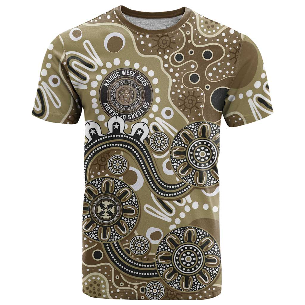 Personalised NAIDOC Week 50 Years Deadly Always T Shirt Brown Aboriginal Artwork Dot Painting