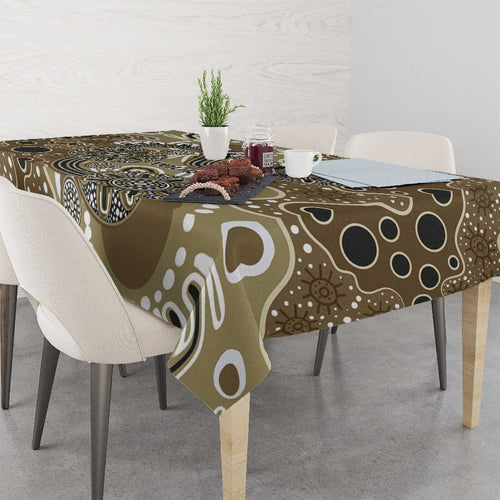 Personalised NAIDOC Week 50 Years Deadly Always Tablecloth Brown Aboriginal Artwork Dot Painting